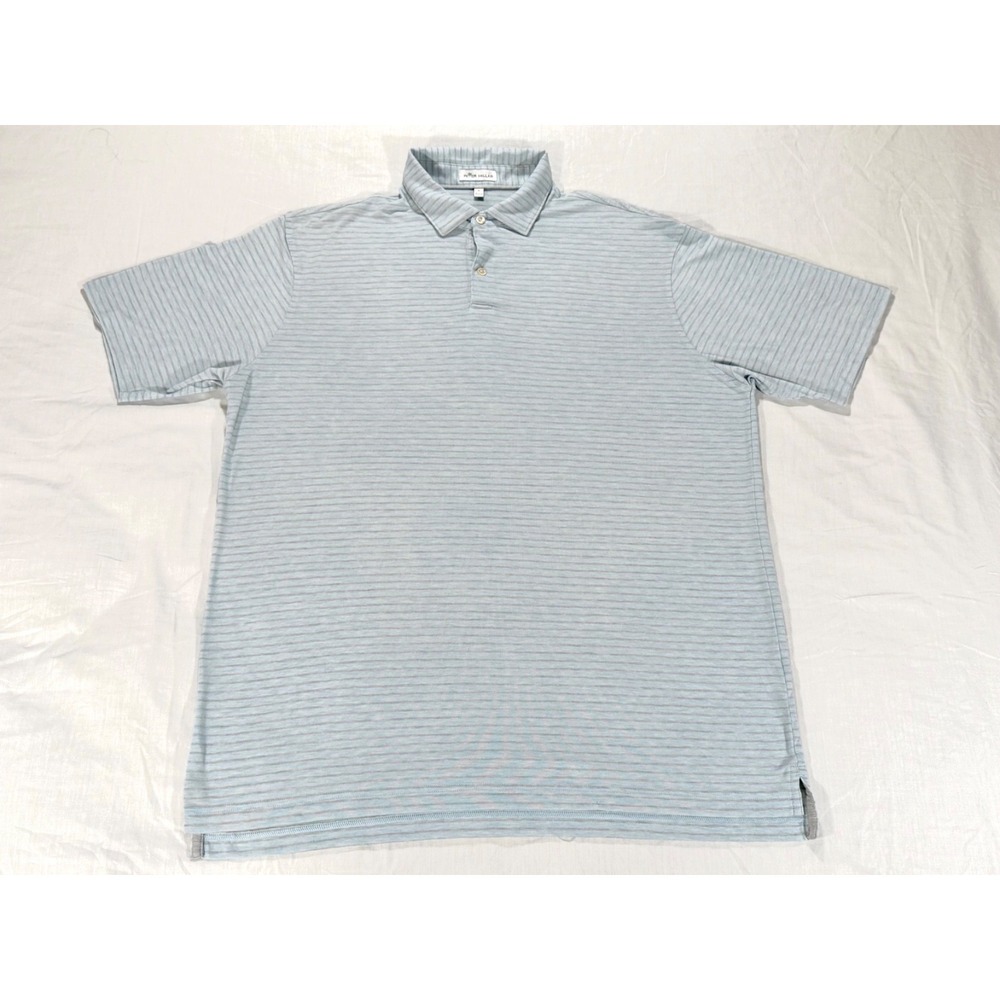 Peter Millar Mens XL Polo Shirt Blue Gray Striped Stretch Golf MS20EK71S